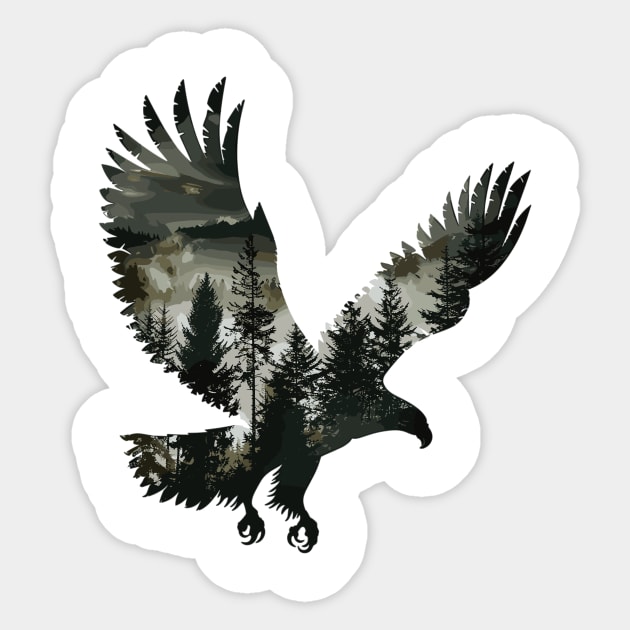 Majestic Forest Nature Eagle Silhouette Sticker by DefineWear